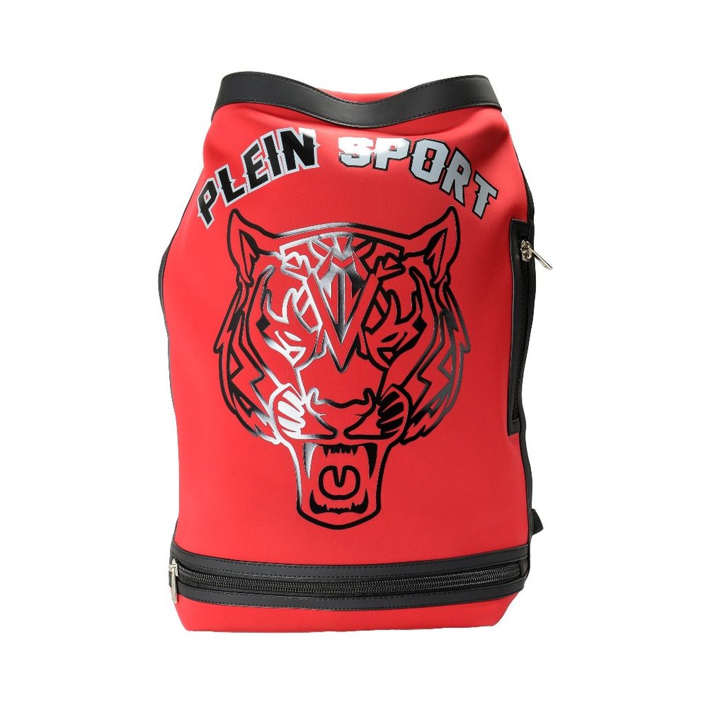 Plein Sport Unisex Red Logo Print Large Backpack Bag